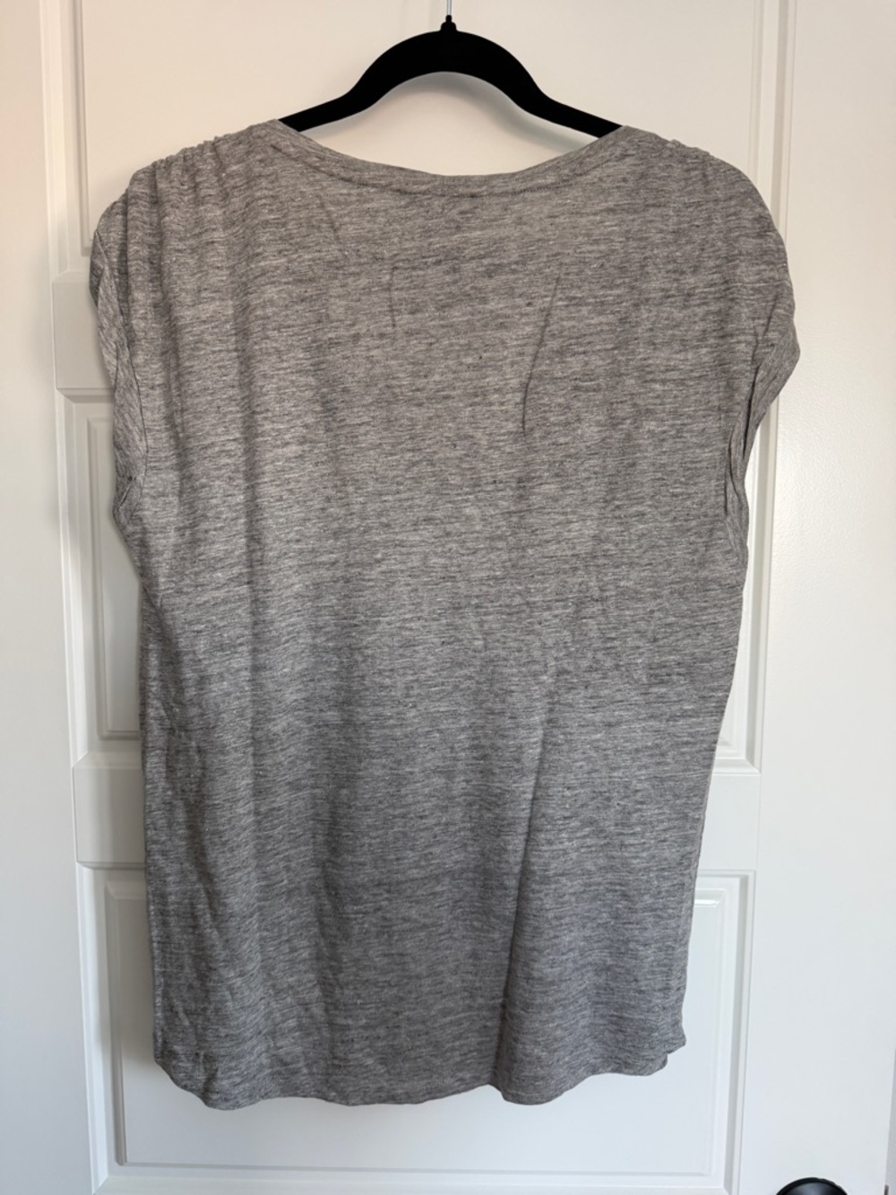 PAIGE Anthropologie100% Linen Heather Grey V-Neck Cap Sleeve Tank Top - Picture 2 of 4